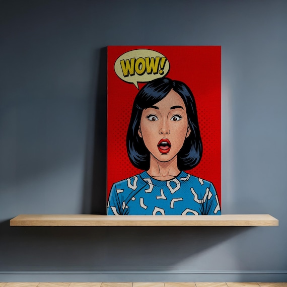 Wow Pop Art Woman Comic Speech Bubble Retro Canvas Art Poster