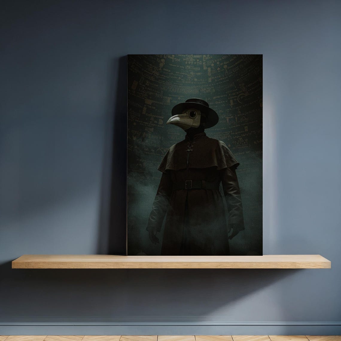 Framed Gothic Plague Doctor Canvas Art Mysterious Dark Academia Wall Decor Historical Steampunkinspired Print For Moody Interiors