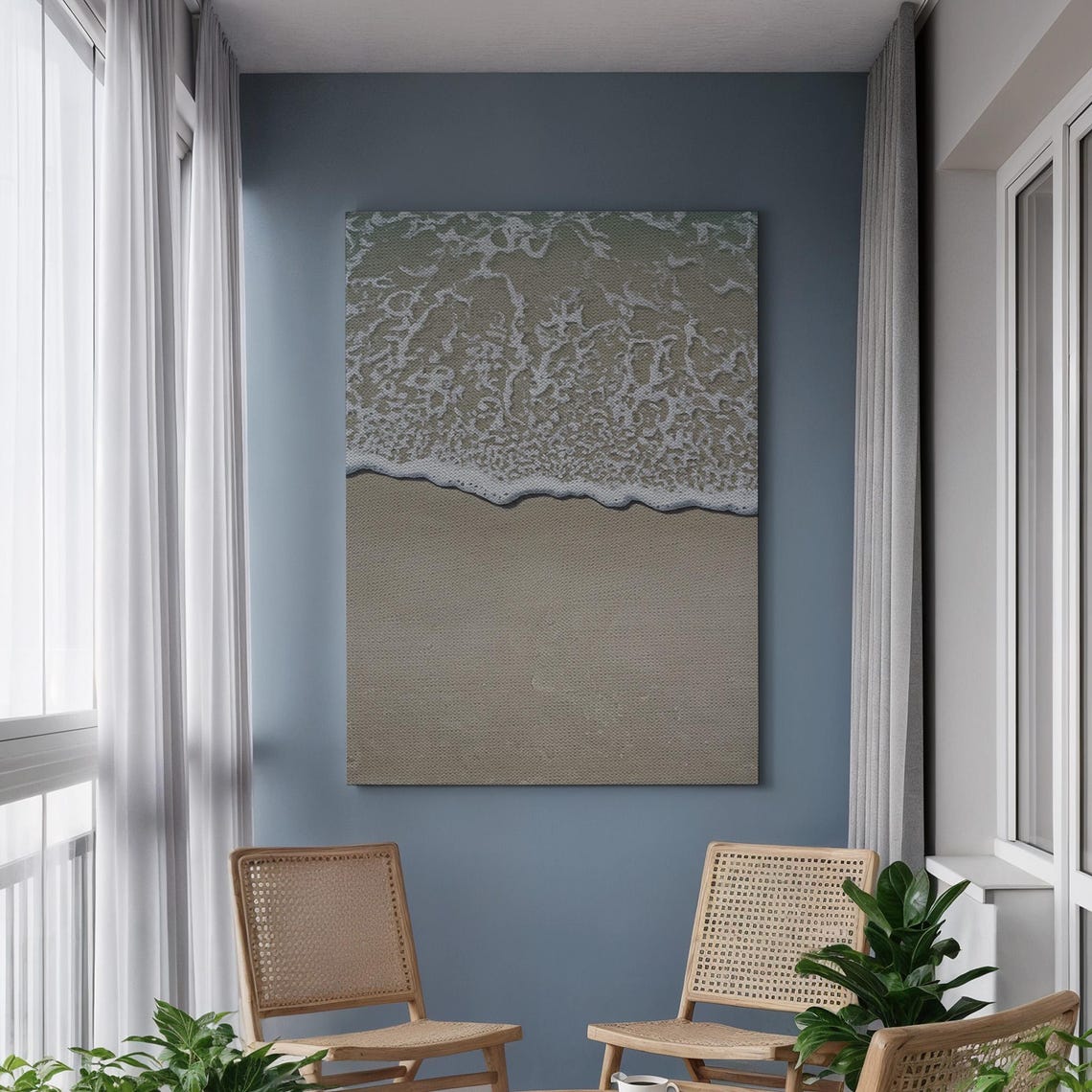 Calm Serene Minimalist Aerial Ocean Wave Beach Sand Sea Wall Art