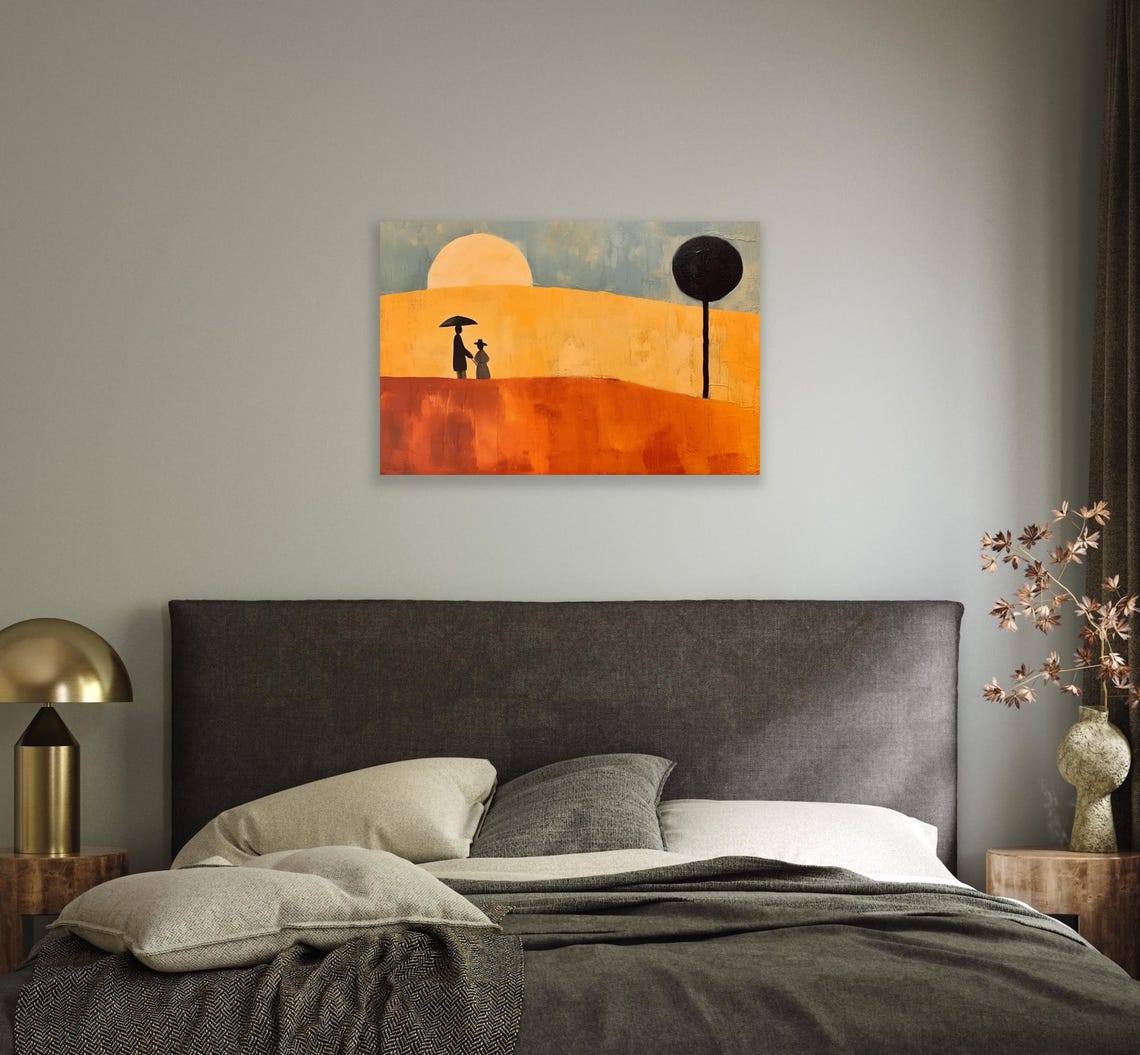 Stunning Milton Avery Inspired Abstract Sunset Minimalist Print Custom Couple Silhouette Art Modern Home Decor - Image 2