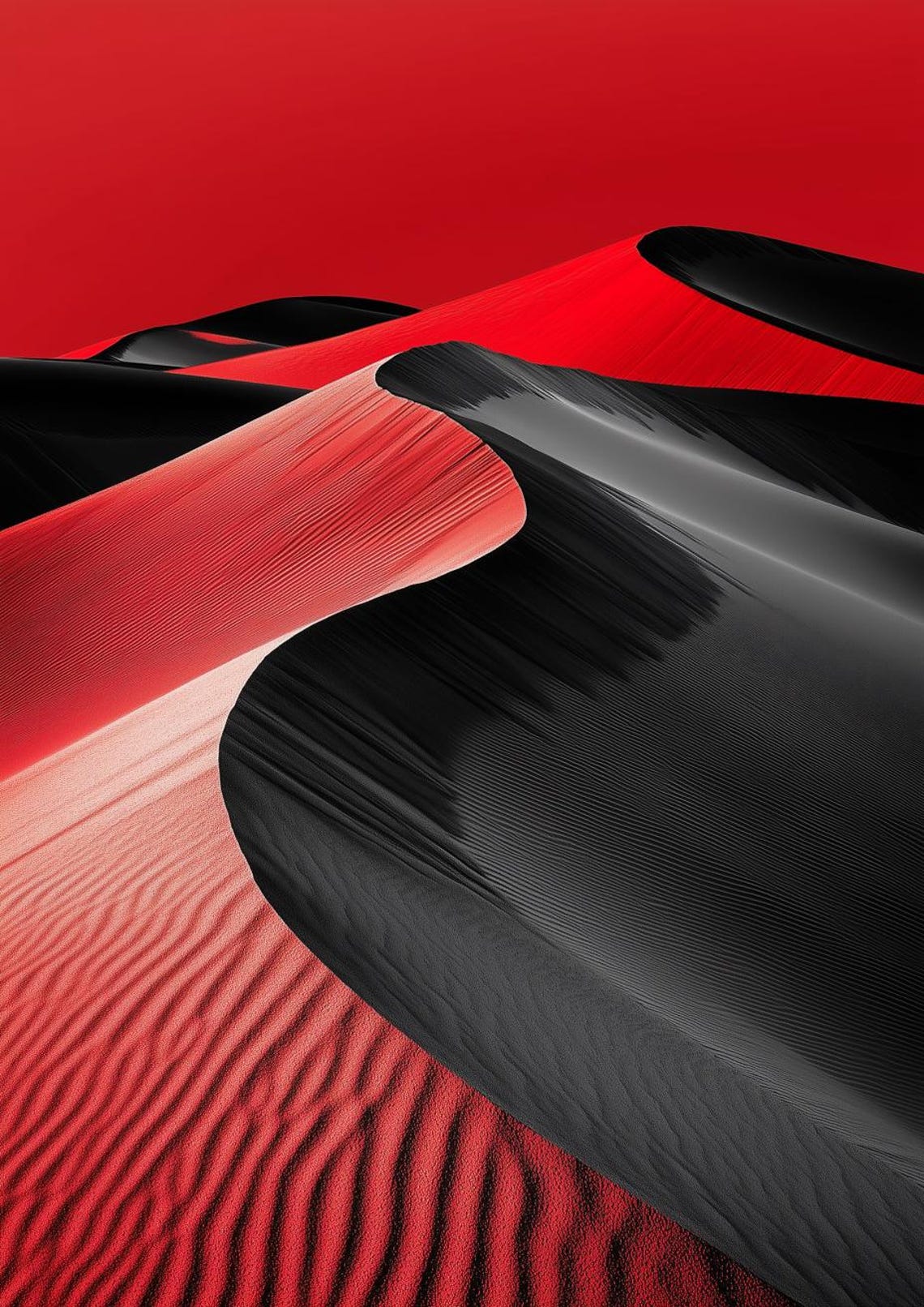 Abstract Art Inspired By Vladimir Kush In Bold Red And Black Shades For Modern Home Decor