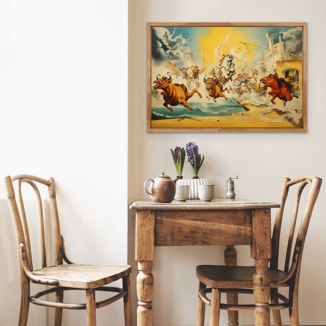 Surreal Bull Run Stampede Dreamlike Surrealist Painting Poster - Image 2