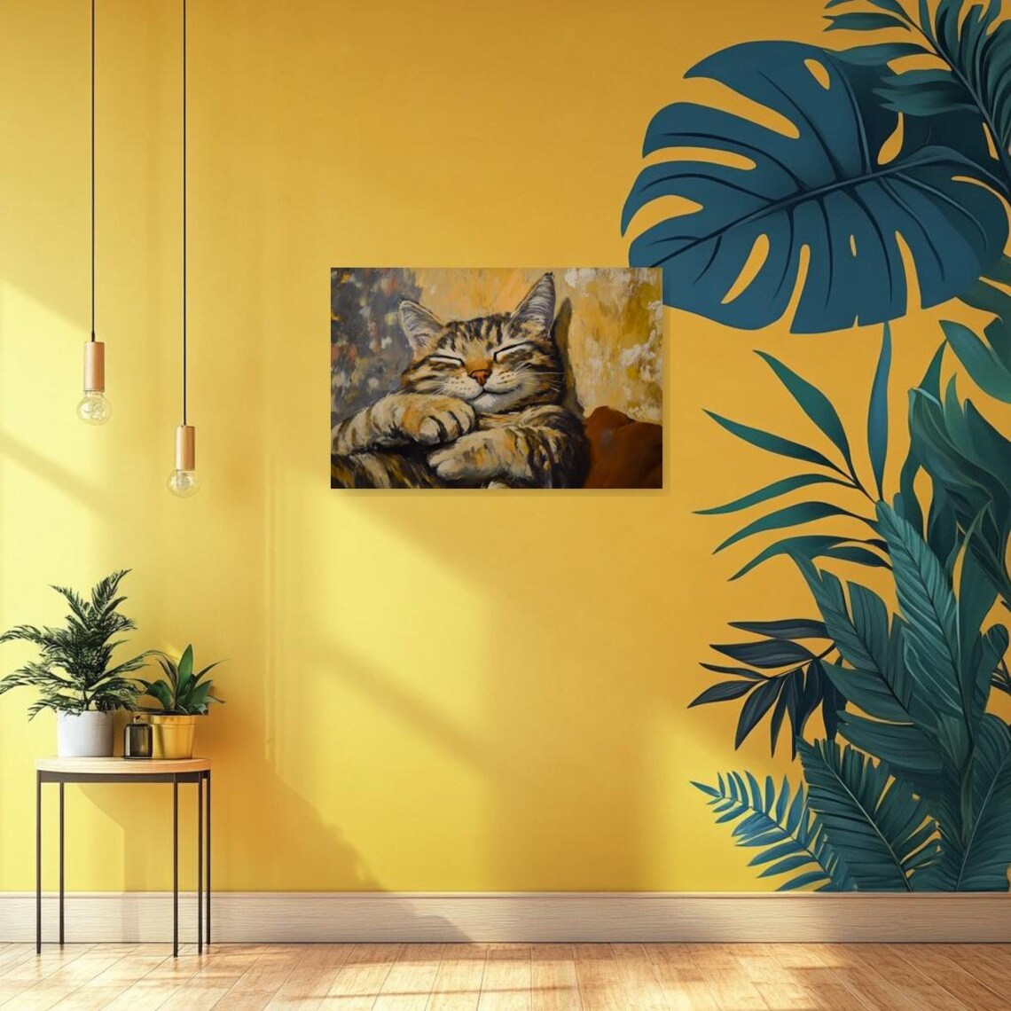 Charming Tabby Cat, Impressionist Style Art Print - Image 2