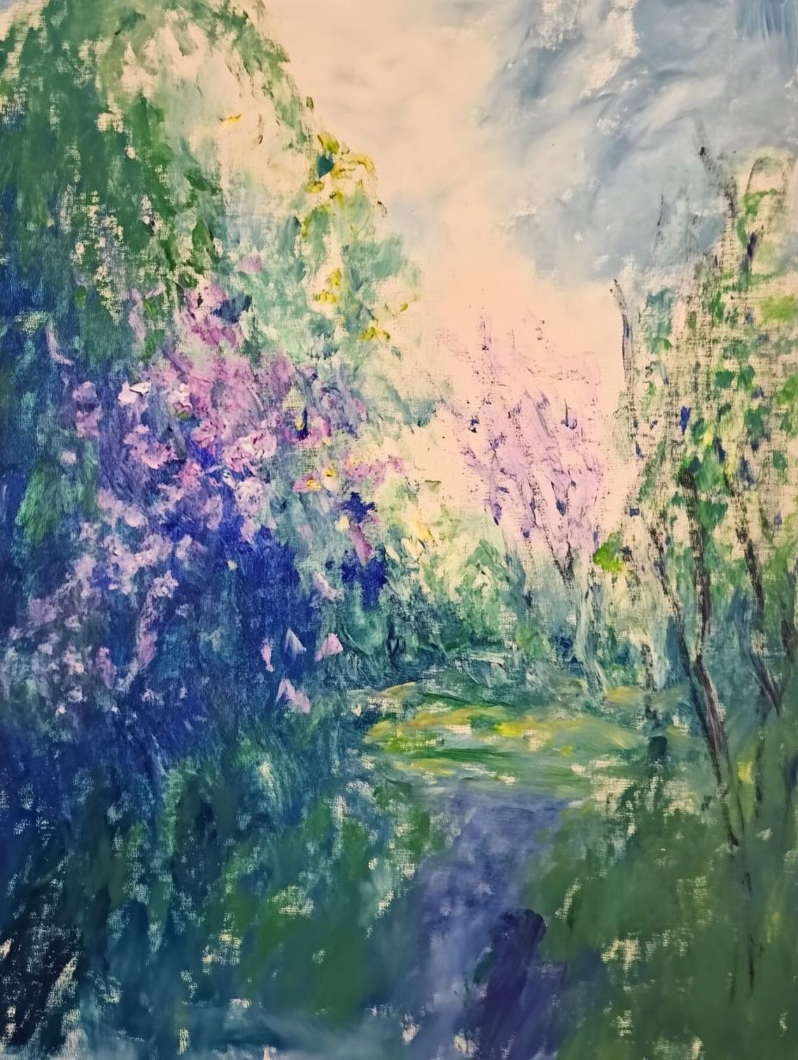Soft Impressionist Blossom Garden Path Spring Landscape Poster