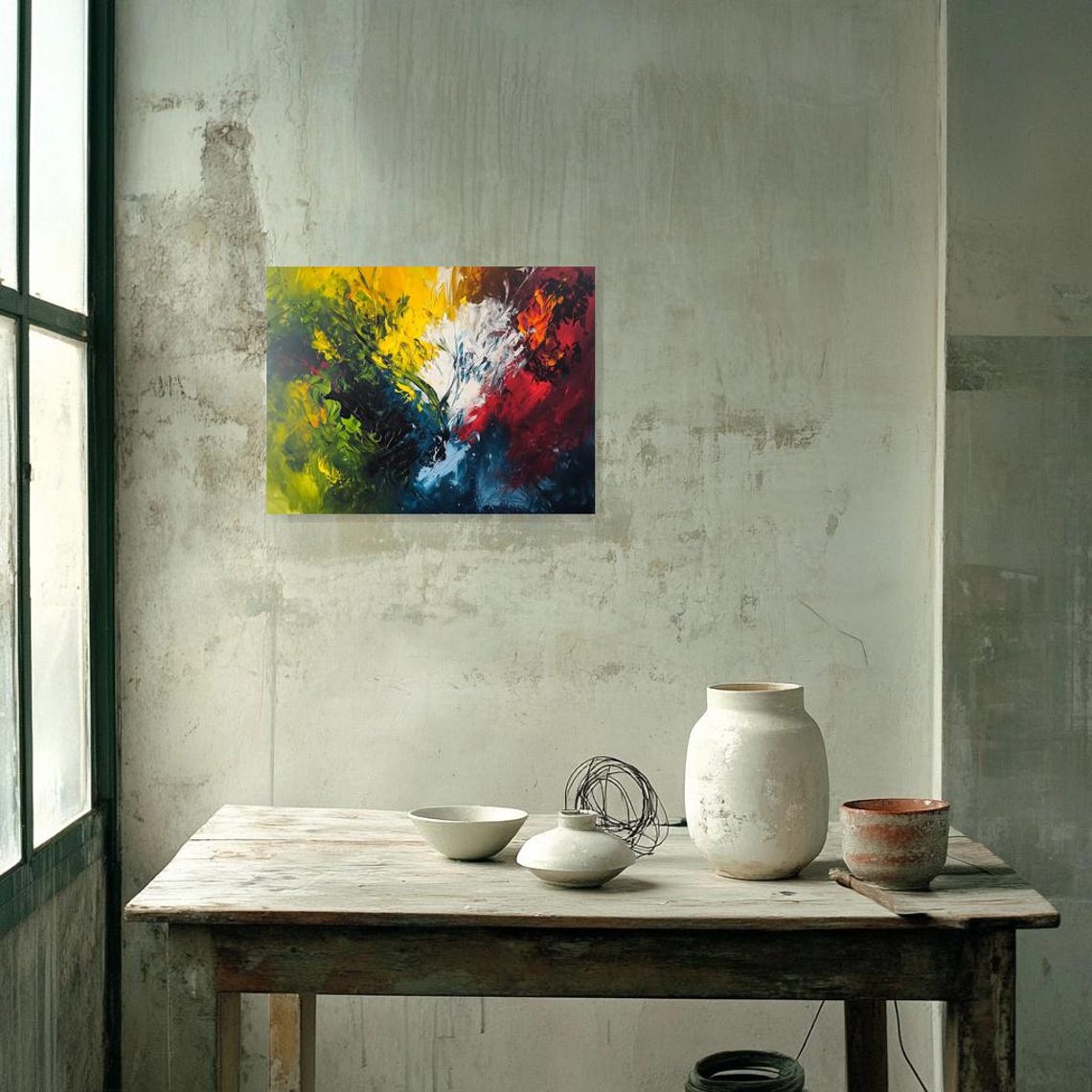 Abstract Print Inspired By Van Gogh Colors Artistic Wall Art For Home Decor Unique - Image 3