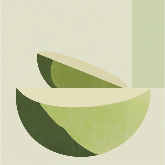 Modern Retro Abstract Watermelon Slice Print Wall Art Green Minimalist Home Decor Inspired By Matisse