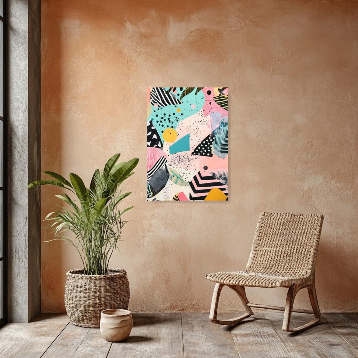 Playful Abstract Collage With Bold Shapes Dots And Bright Colors Poster - Image 3