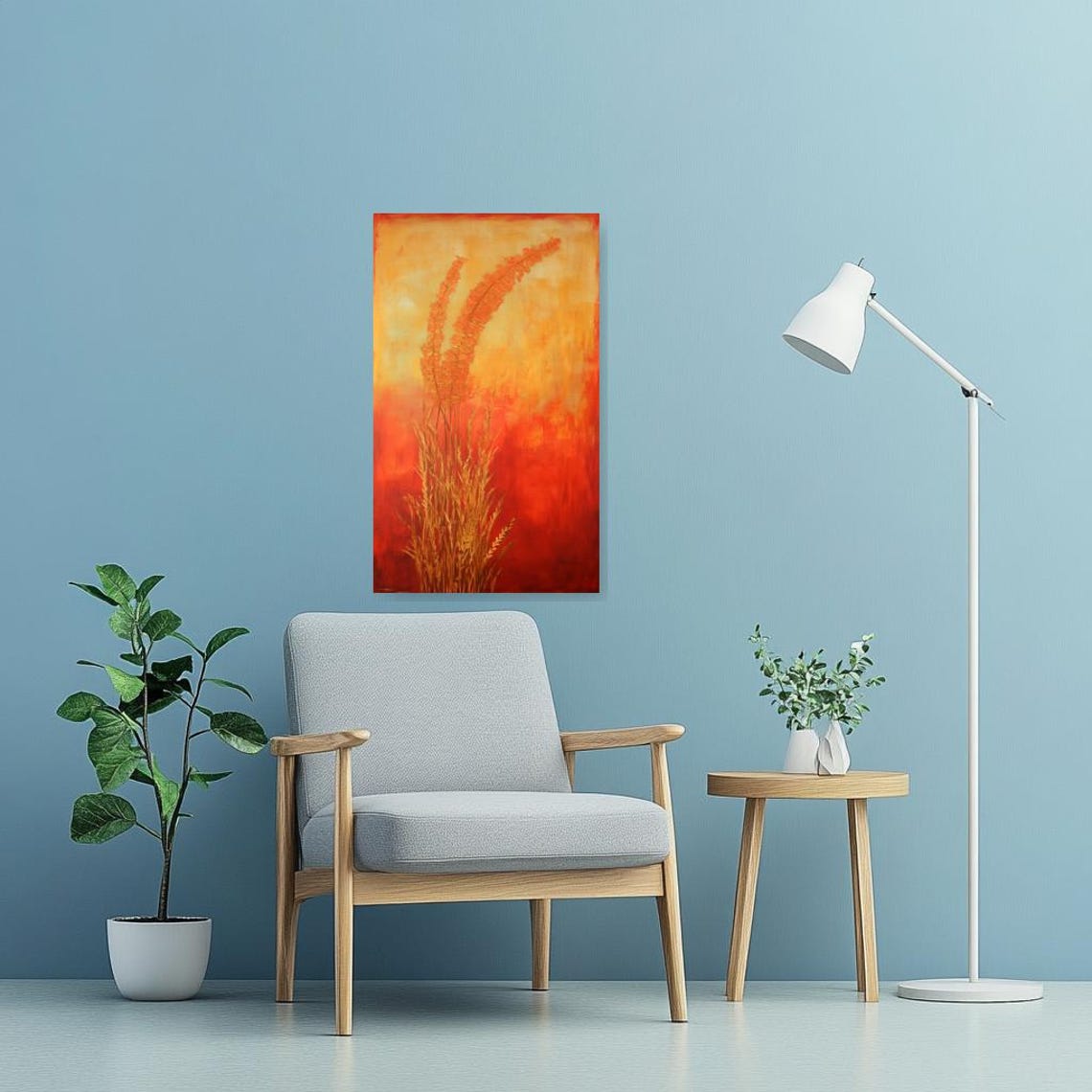 Sunset Field Wall Art Inspired By Van Gogh With Bold Orange And Red Hues For Home Decor And Unique Gift - Image 2