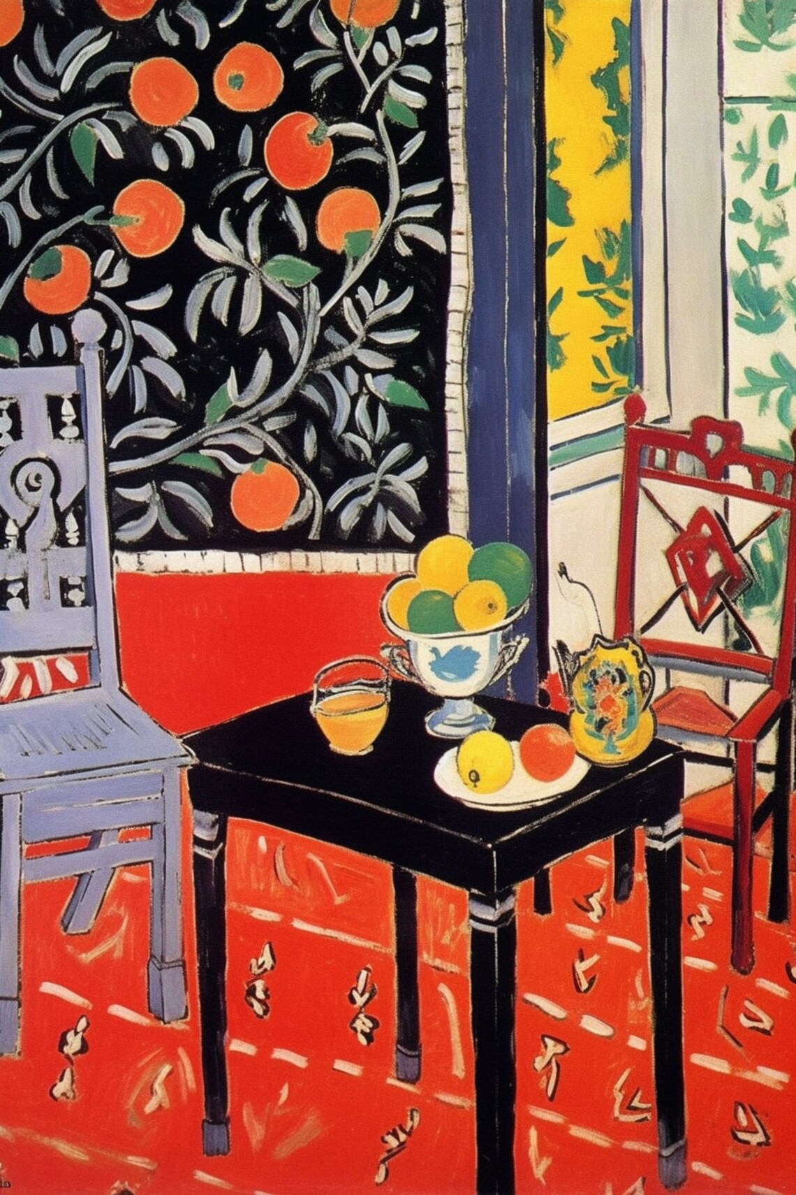 Spanish Kitchen Inspired by Matisse, Breakfast Art Print