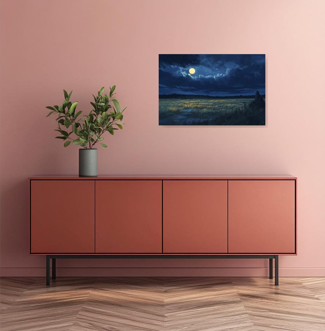 Moonlit Night Landscape Print Inspired By Van Goghs Starry Night For Stunning Wall Art Home Decor - Image 2