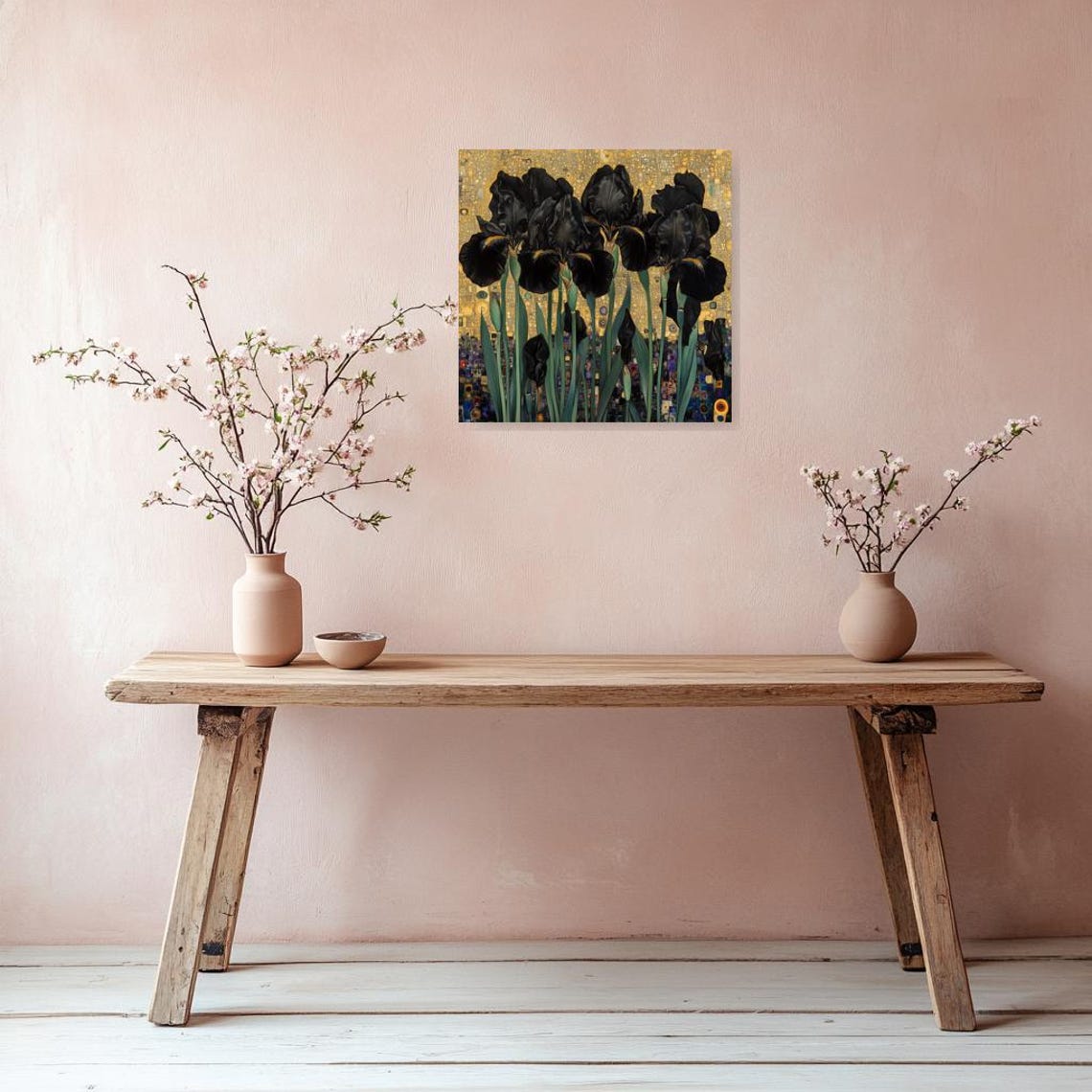 Black Irises Golden Mosaic Klimt Style Art Nouveau Art Poster - Image 2