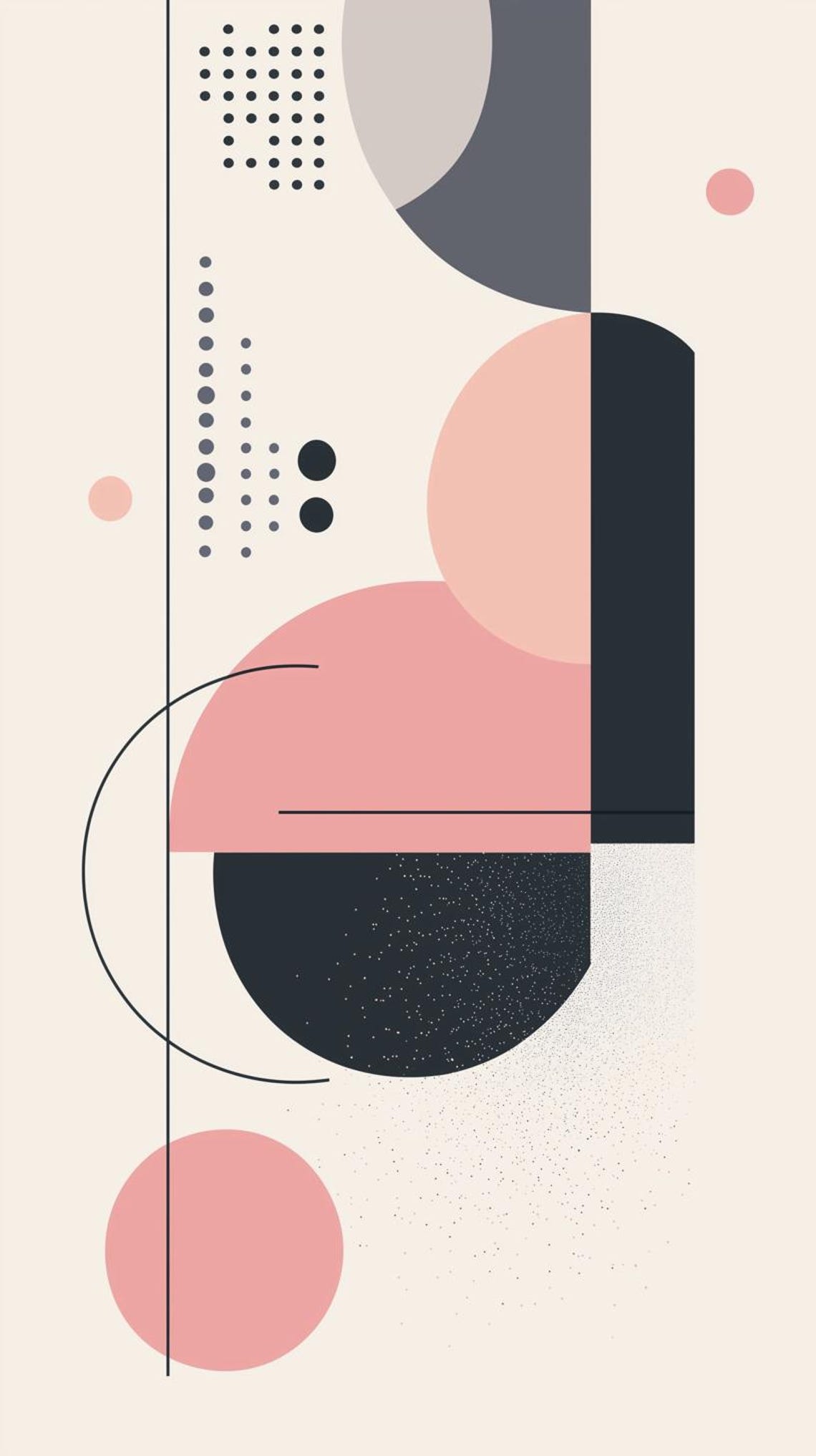 Modern Abstract Geometric Wall Art Print In Pink And Black Color Palette Unique Home Decor