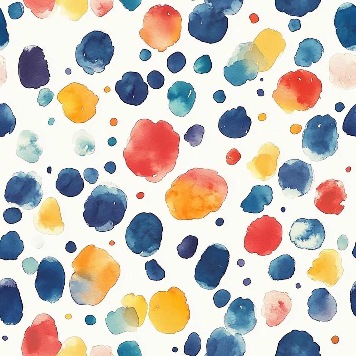 Playful Colorful Watercolor Dots Pattern Modern Abstract Art Poster