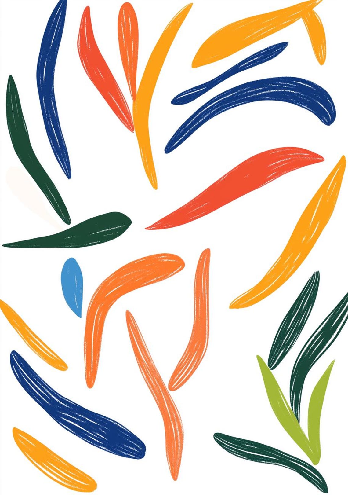 Abstract Art Print Inspired By Matisse Colorful Shapes Bold Lines Minimalist Home Decor Wall Art
