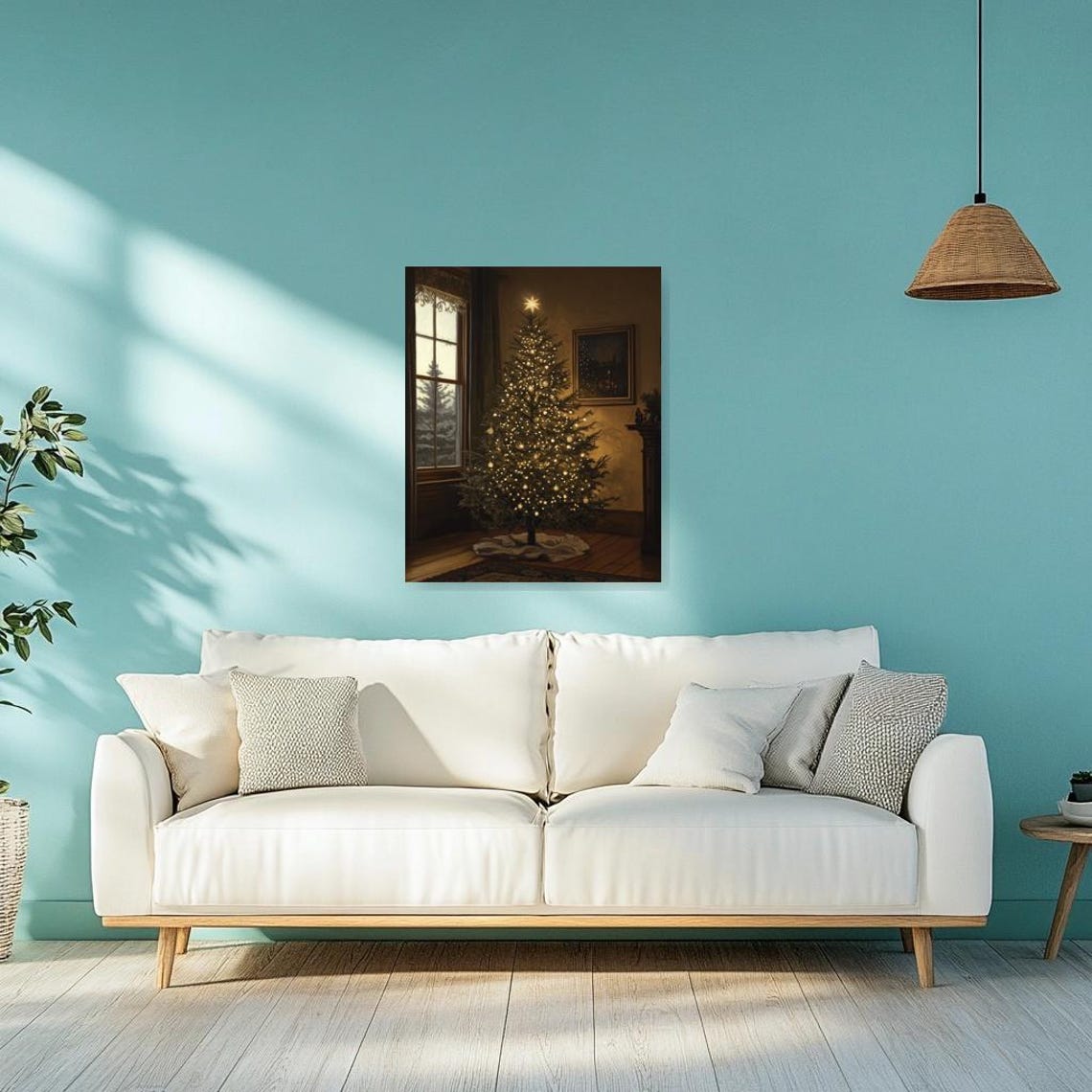 Glowing Christmas Tree in a Vintage Room by the Frosty Window Poster - Image 3