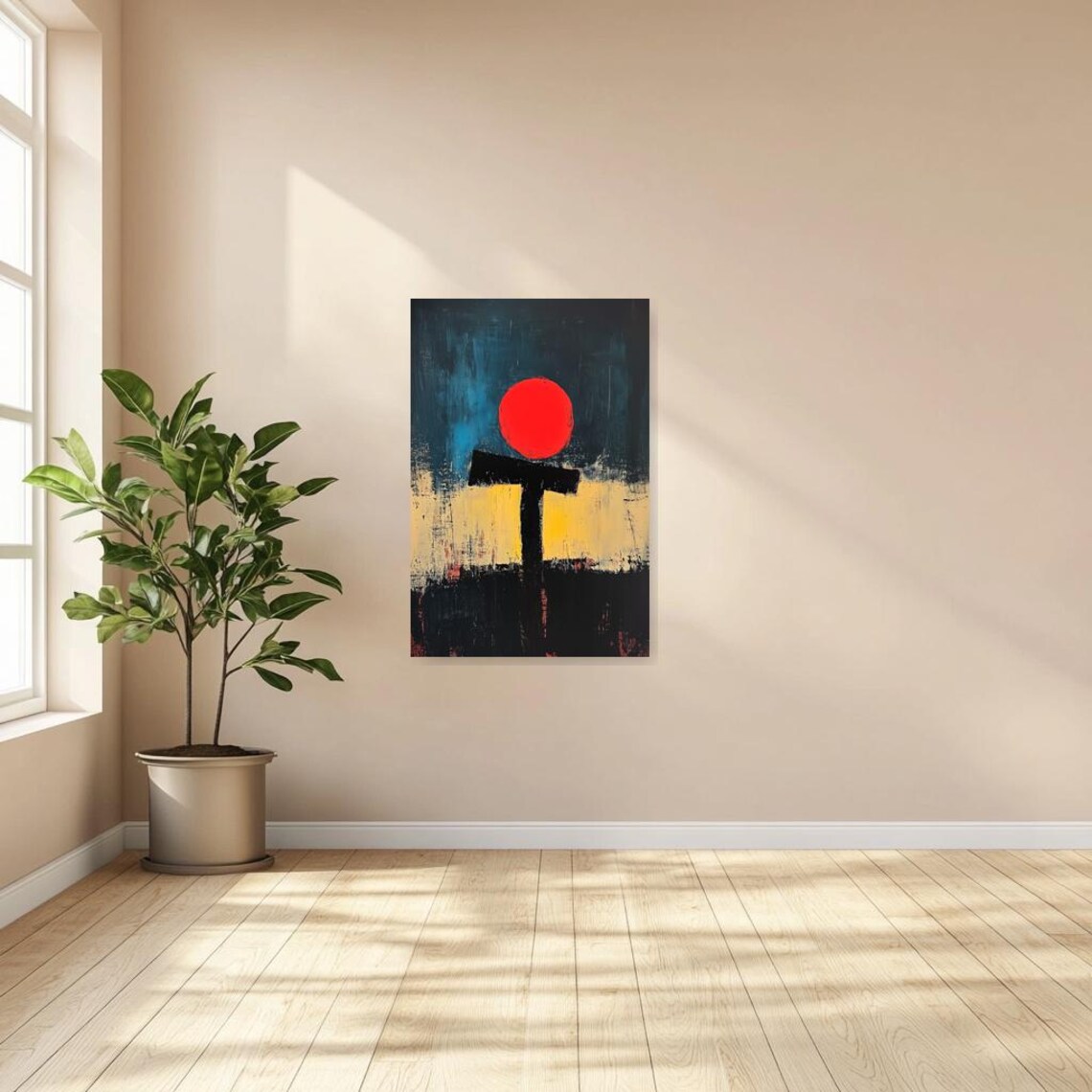 Mark Rothko Inspired Abstract Poster, Red Sun - Image 2
