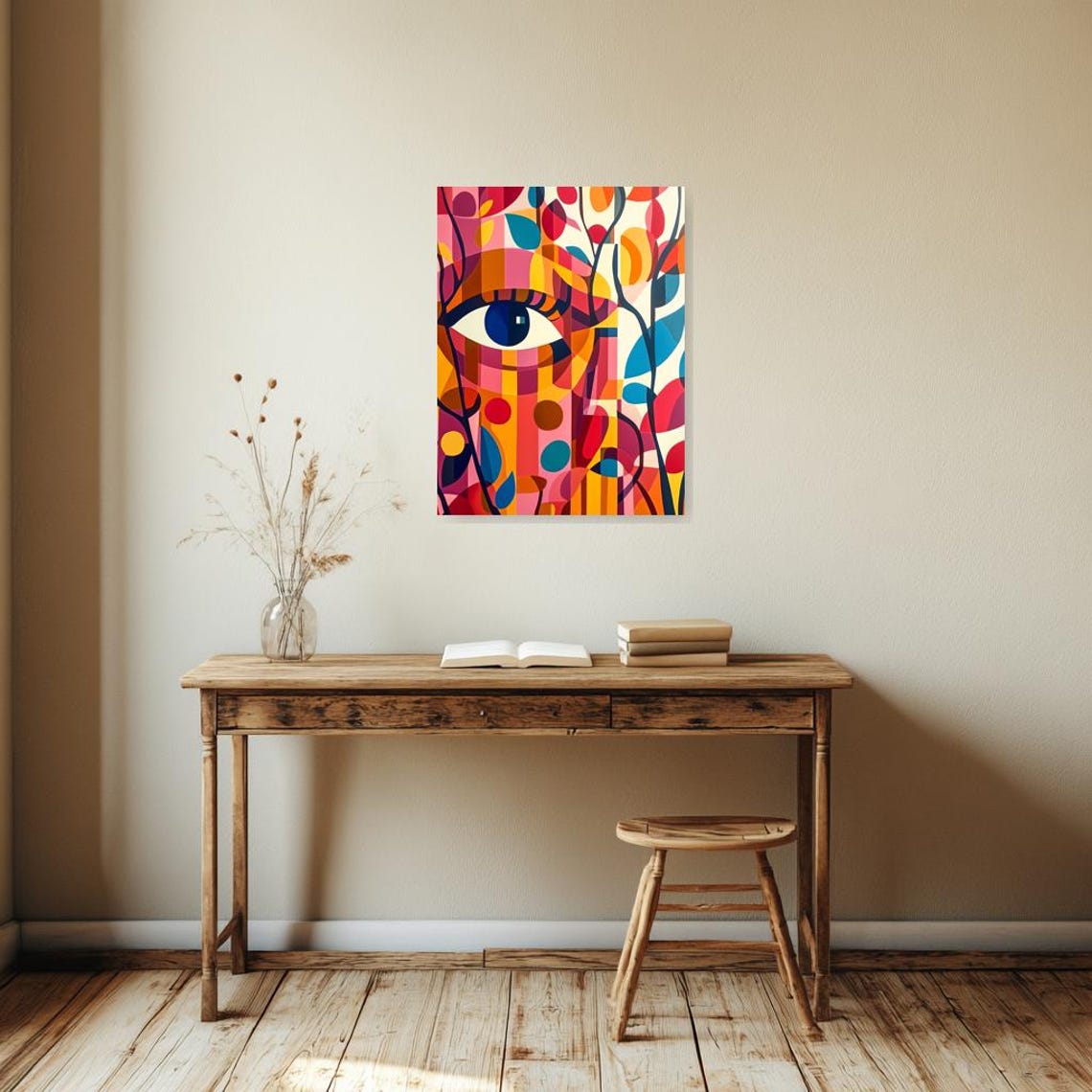 Surreal Colorful Blue Eye Abstract Collage Portrait Art Poster - Image 2
