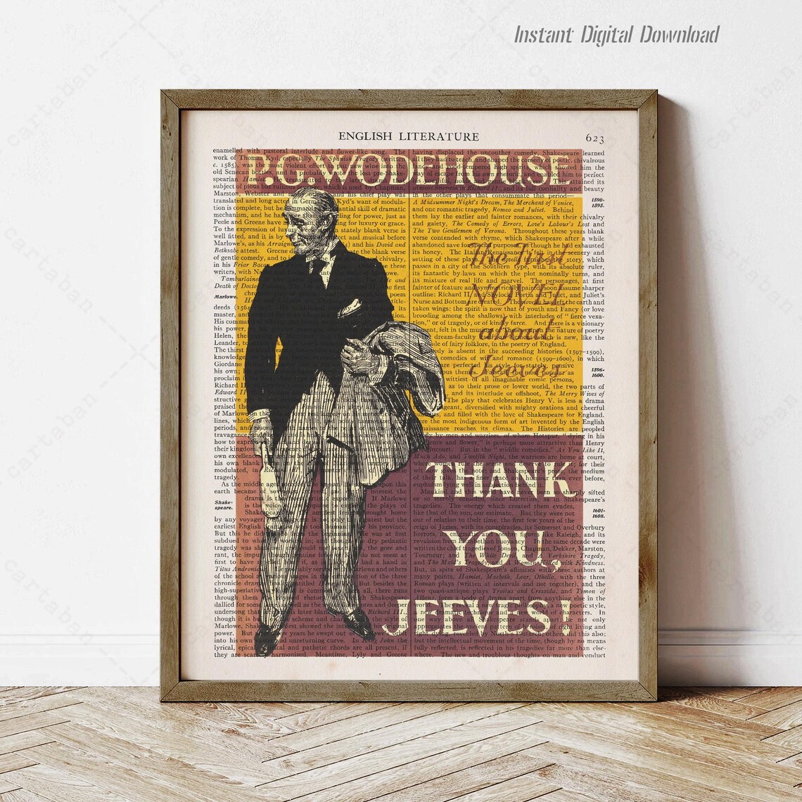 P G Wodehouse Thank You Jeeves Valet Vintage Book Page Art Print Poster