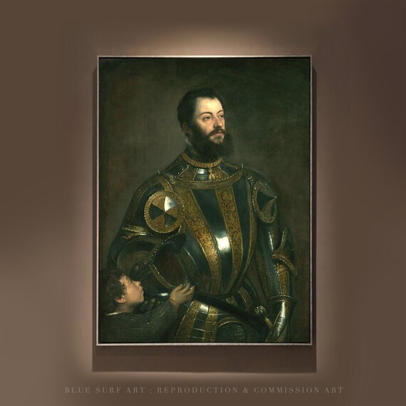 Titian Portrait of Alfonso dAvalos in Armor with Page Poster