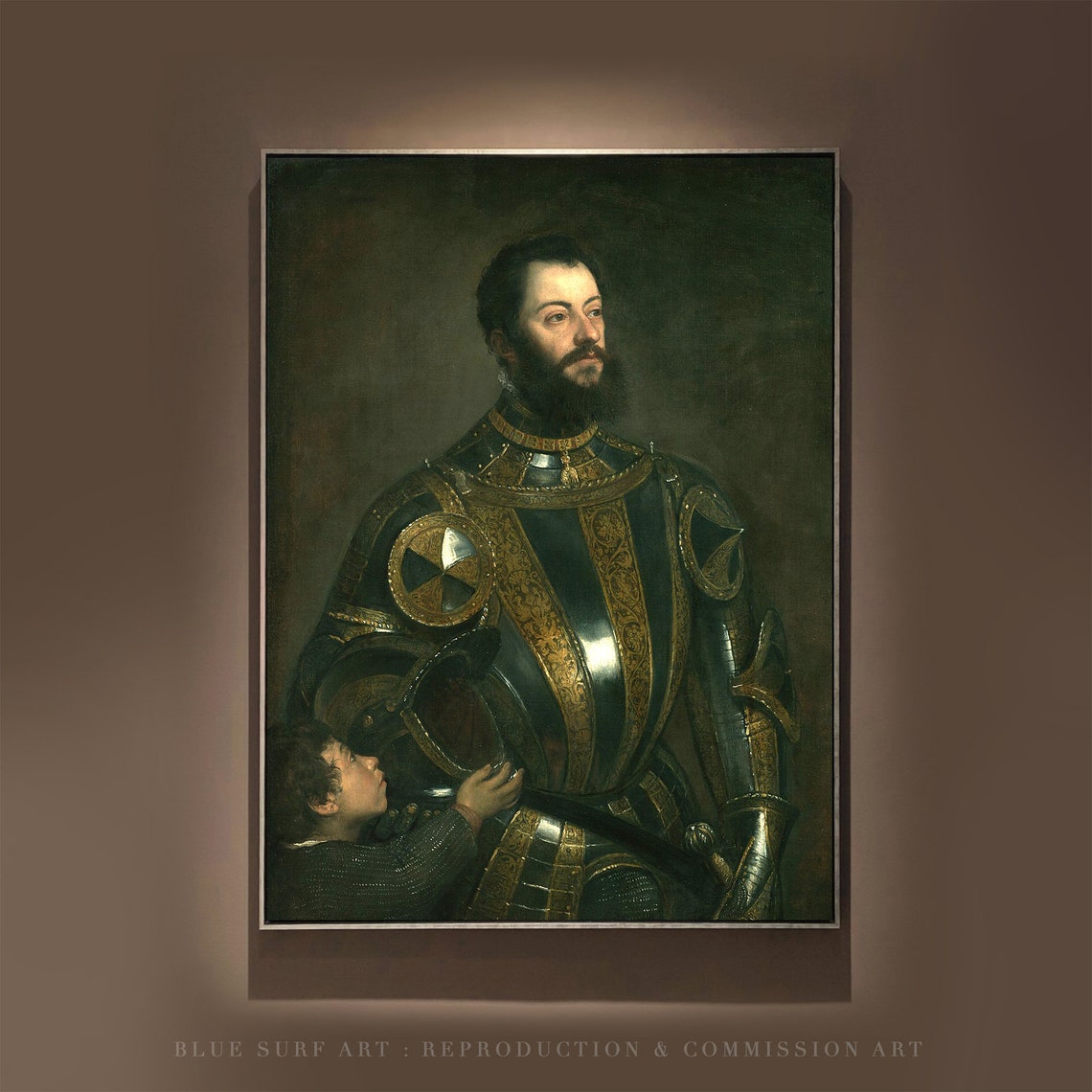 Titian Portrait of Alfonso dAvalos in Armor with Page Poster