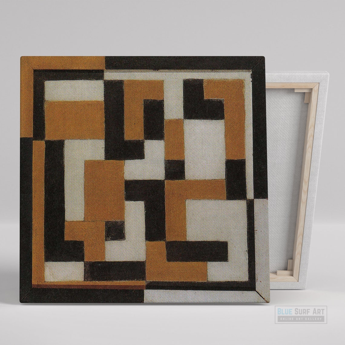 Theo Van Doesburg Black Ochre White Interlocking Geometric Art Poster