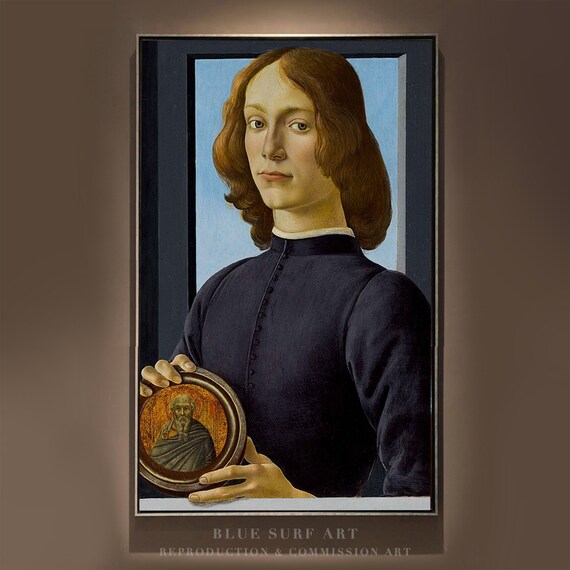 Sandro Botticelli Portrait of a Young Man Holding Medallion Poster