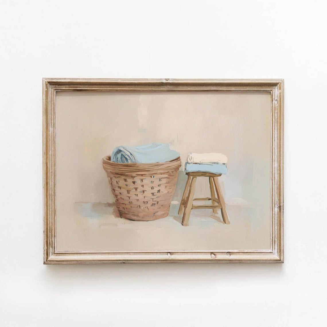 Neutral Beige Laundry Basket Watercolor Calm Painting Poster