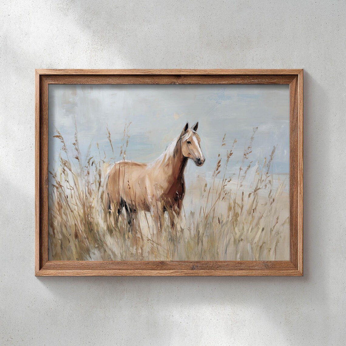 Palomino Horse In Tall Prairie Grass, Vintage Poster Print