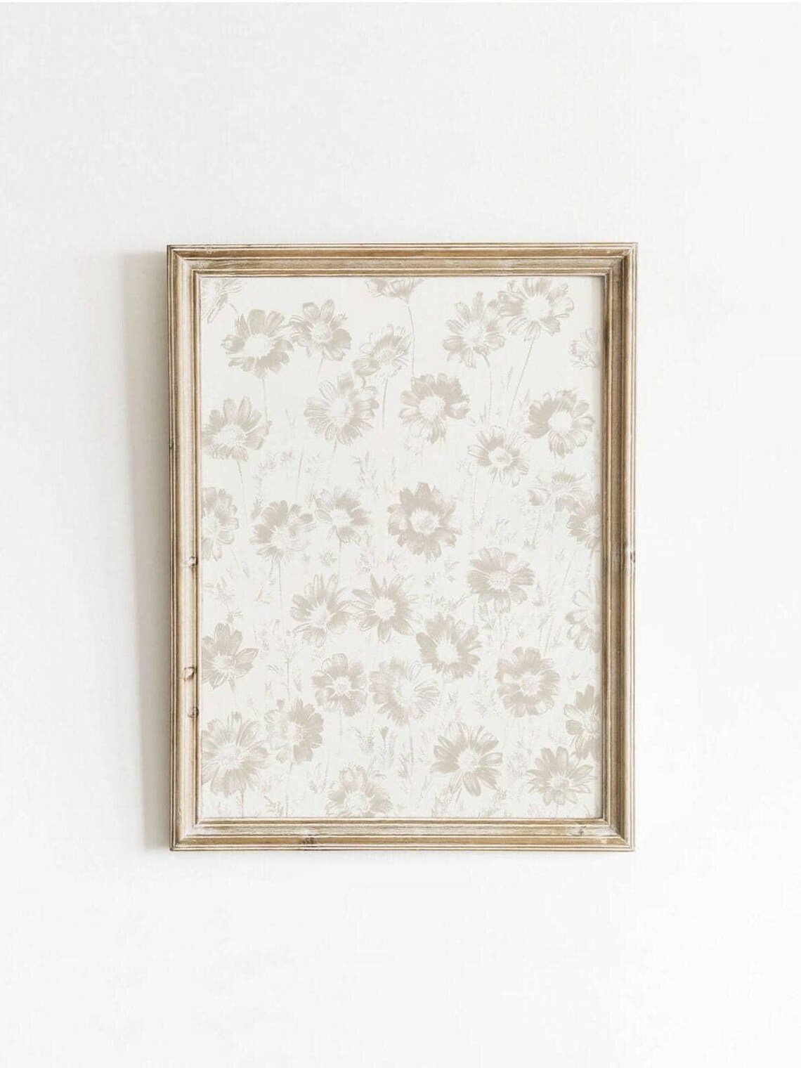 Beige Cosmos Flower Tonal Watercolor Neutral Floral Wall Art