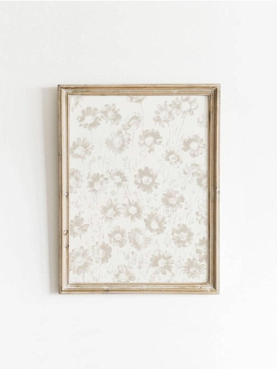 Beige Cosmos Flower Tonal Watercolor Neutral Floral Wall Art