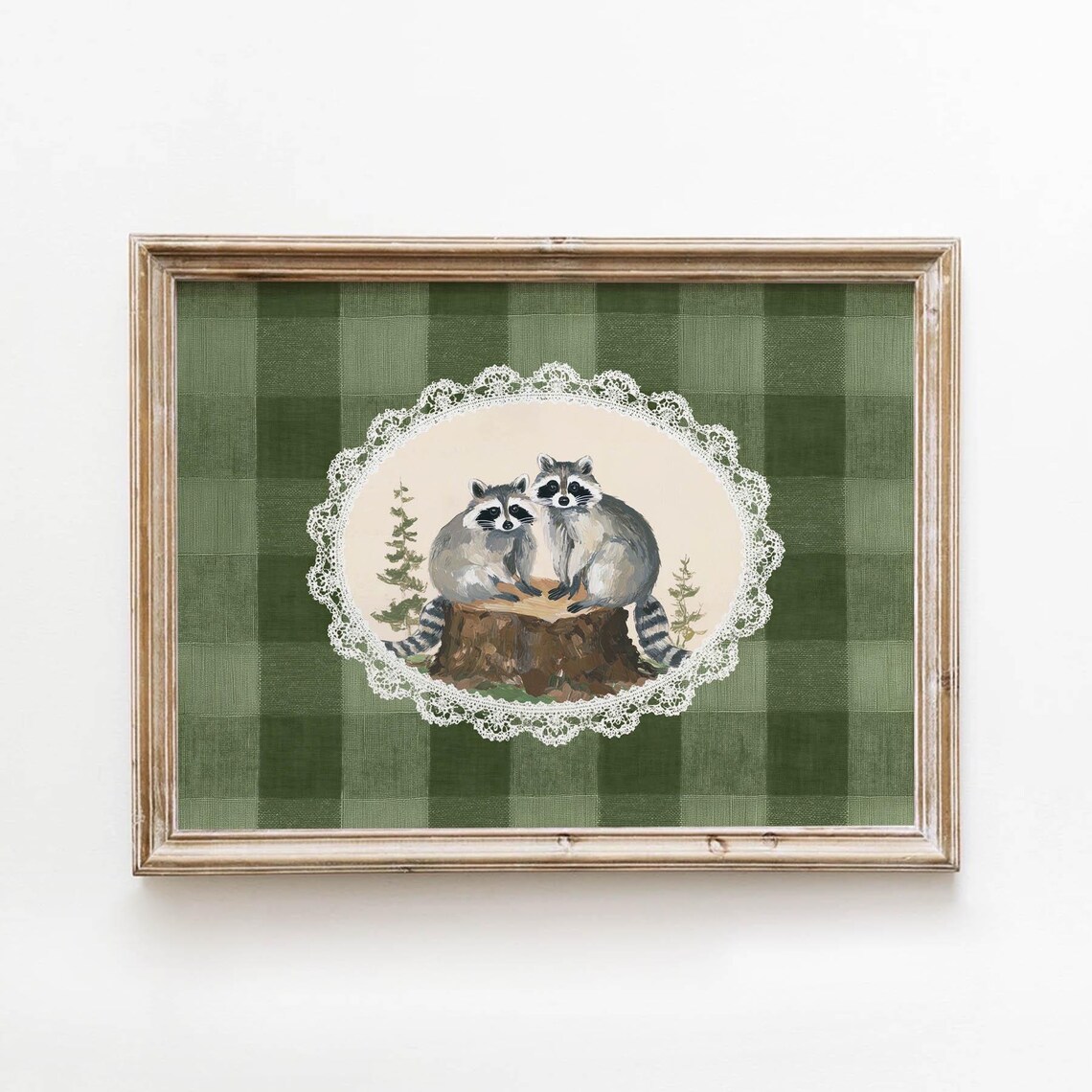 Raccoons Forest, Vintage Poster Print