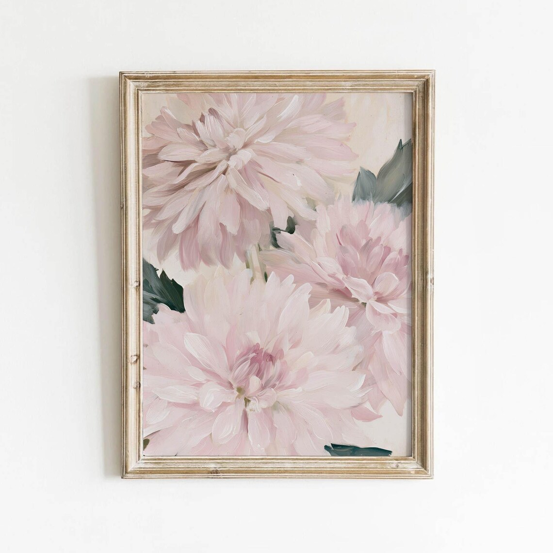 Blush Pink Peony Dahlia Floral Art Print, Vintage
