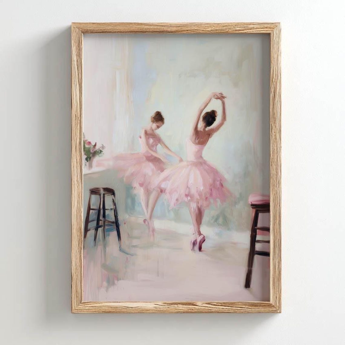 Ballerinas Pink Tutus Soft Pastel Romantic Ballet Studio Wall Art