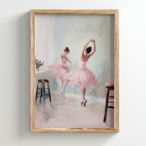 Ballerinas Pink Tutus Soft Pastel Romantic Ballet Studio Wall Art