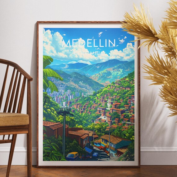 Medellin Travel Print Colombia Poster Wall Art South America Colombian