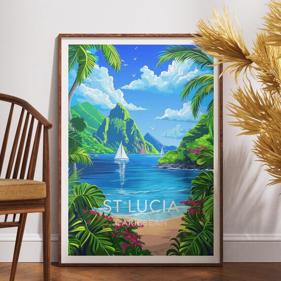 St Lucia Travel Print Caribbean Poster Wall Art