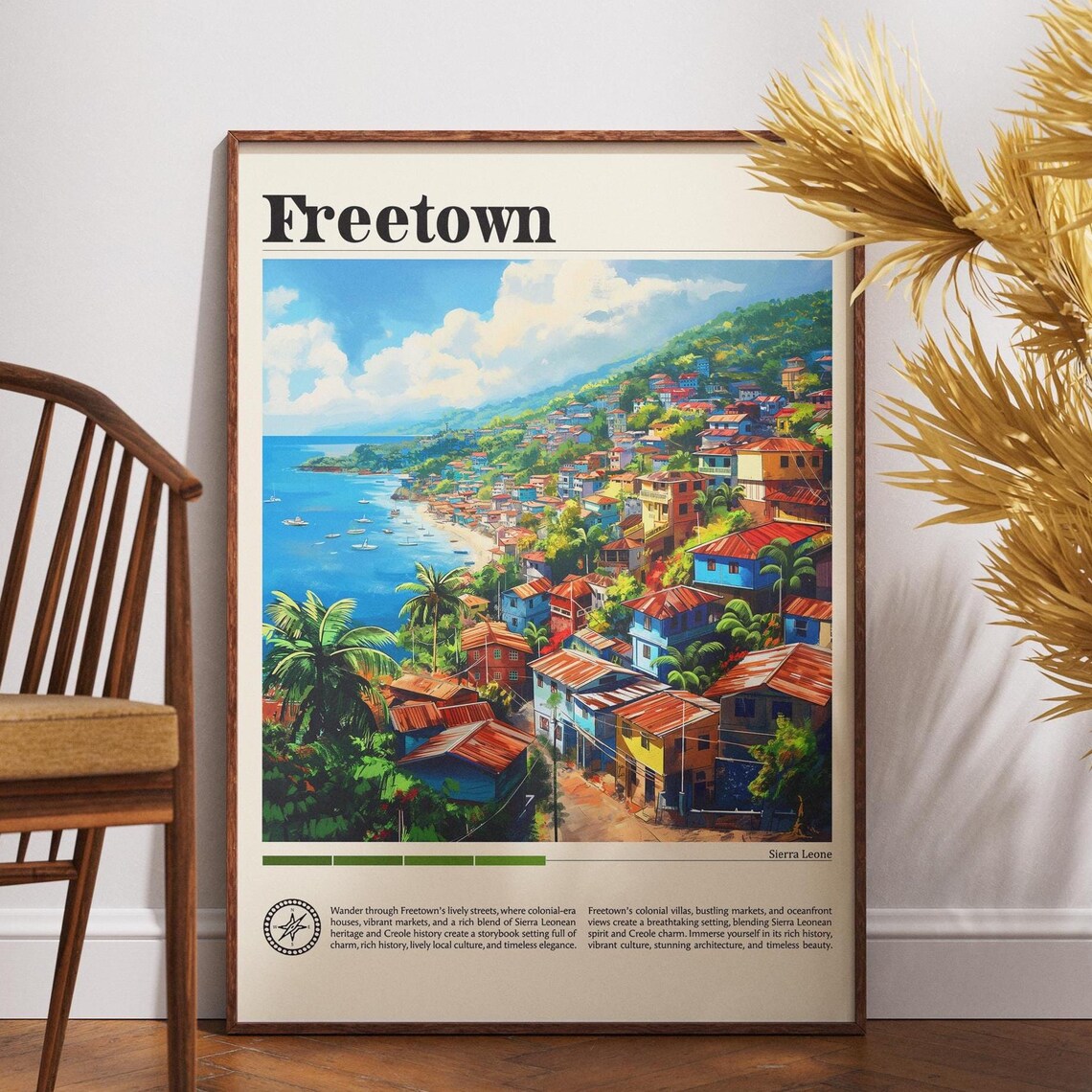 Freetown Sierra Leone Colorful Coastal City Hillside View Poster