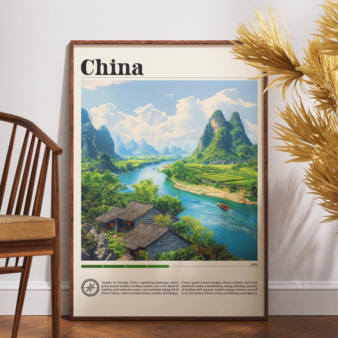 China Travel Print Poster Wall Art Backpacking Decor Chinese