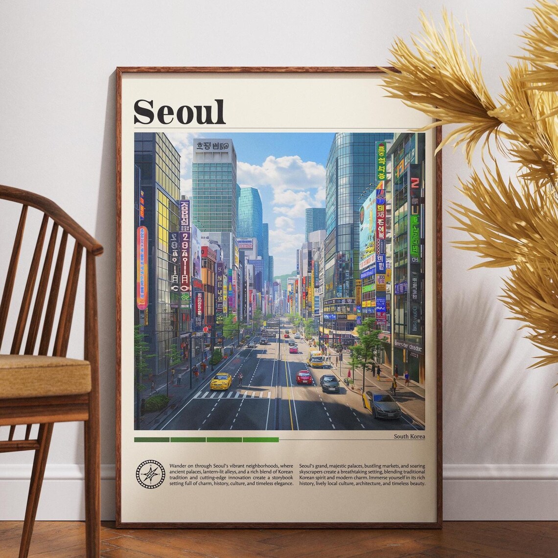 Seoul South Korea Neon Street Signs Downtown Skyline Art Poster