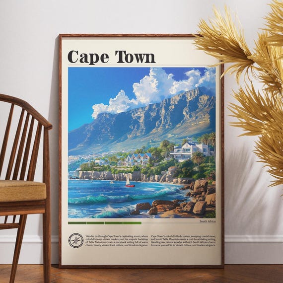 Cape Town Travel Print South Africa Poster Wall Art