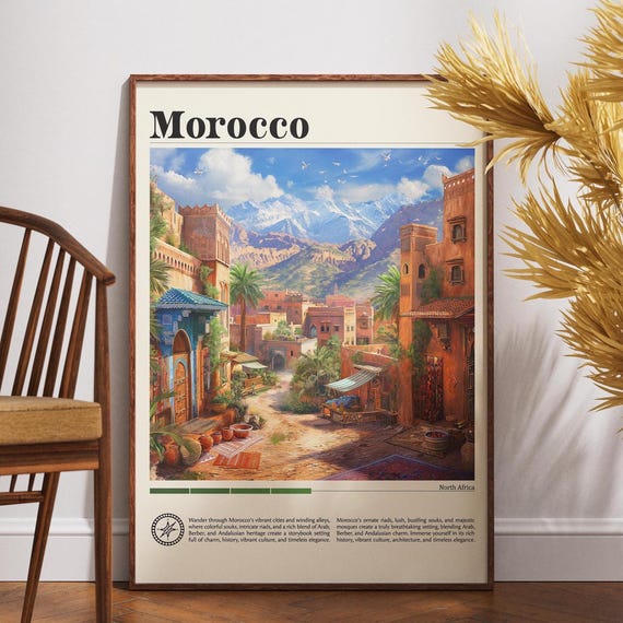 Morocco Travel Print Africa Poster Wall Art Marrakesh