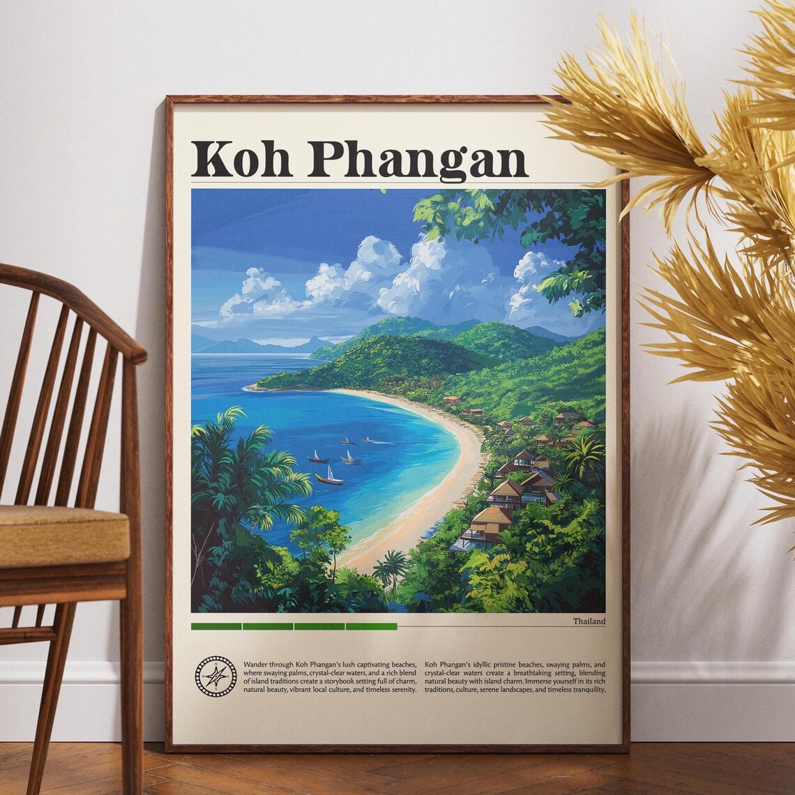 Koh Phangan Travel Poster, Thailand Asia