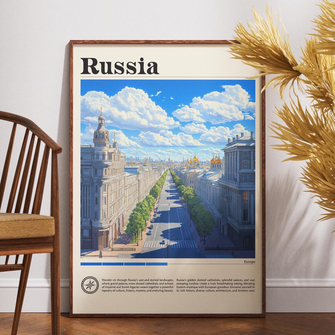 Russia Grand Boulevard Vintage Travel Poster With Golden Domes