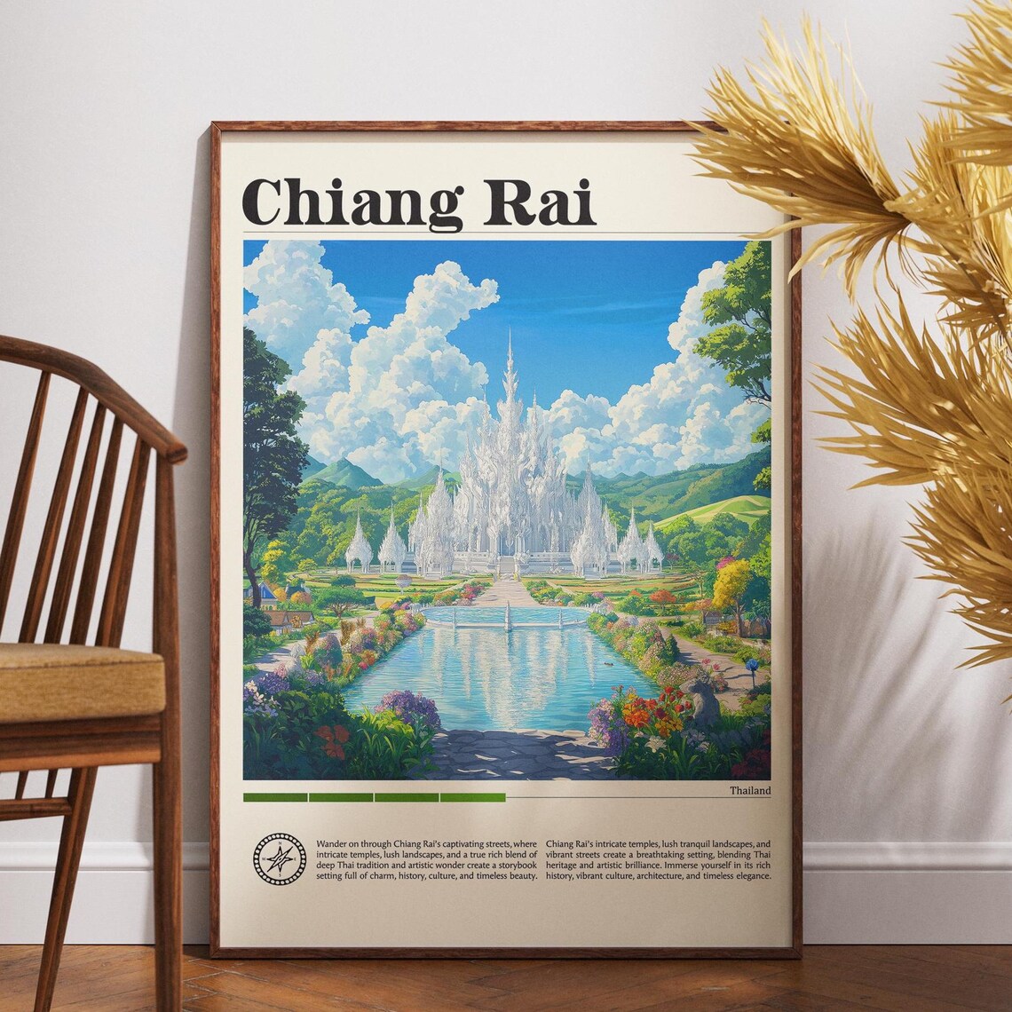 Chiang Rai Travel Poster, Thailand Asia Decor