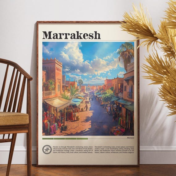 Marrakesh Travel Print Morocco Poster Wall Art Africa