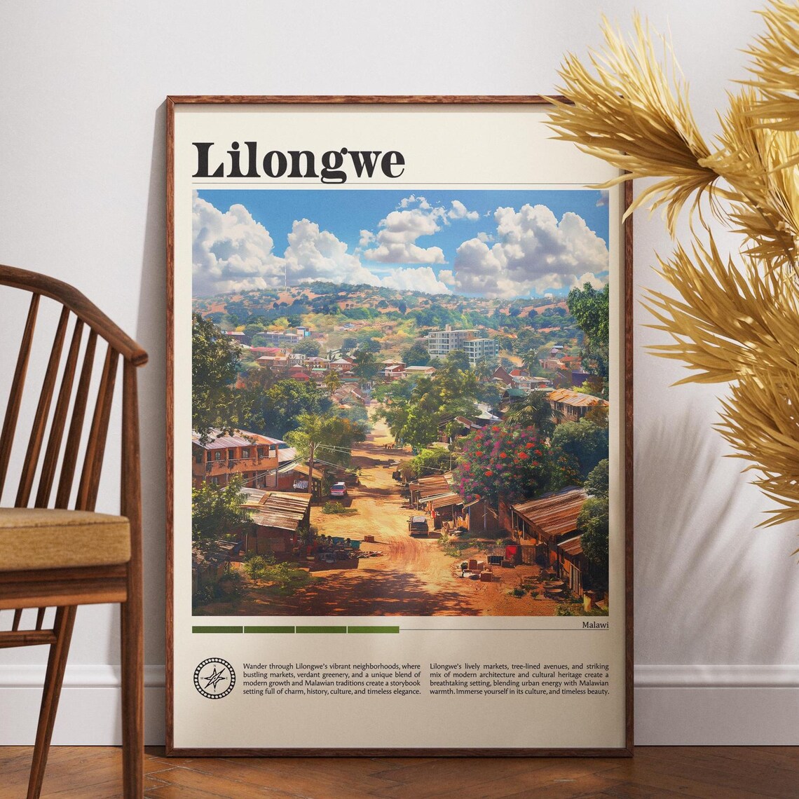 Lilongwe Malawi City Hills Market Street African Travel Poster