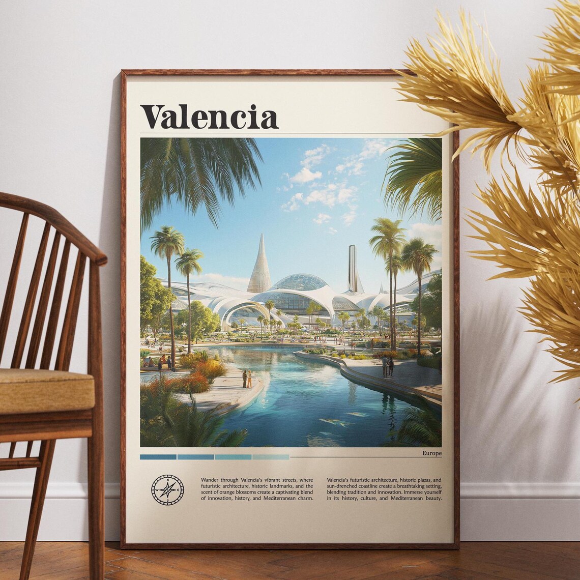 Valencia Spain Futuristic City of Arts Reflecting Water Travel Poster