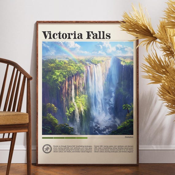 Victoria Falls Travel Print Zimbabwe Poster Wall Art