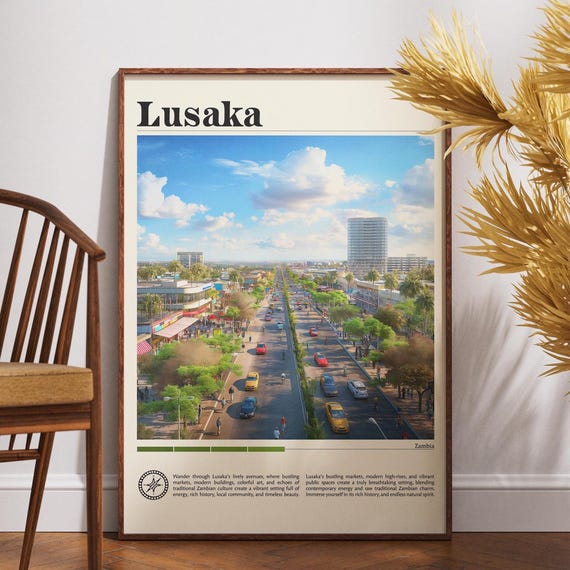 Lusaka Travel Print Zambia Poster Africa Wall Art