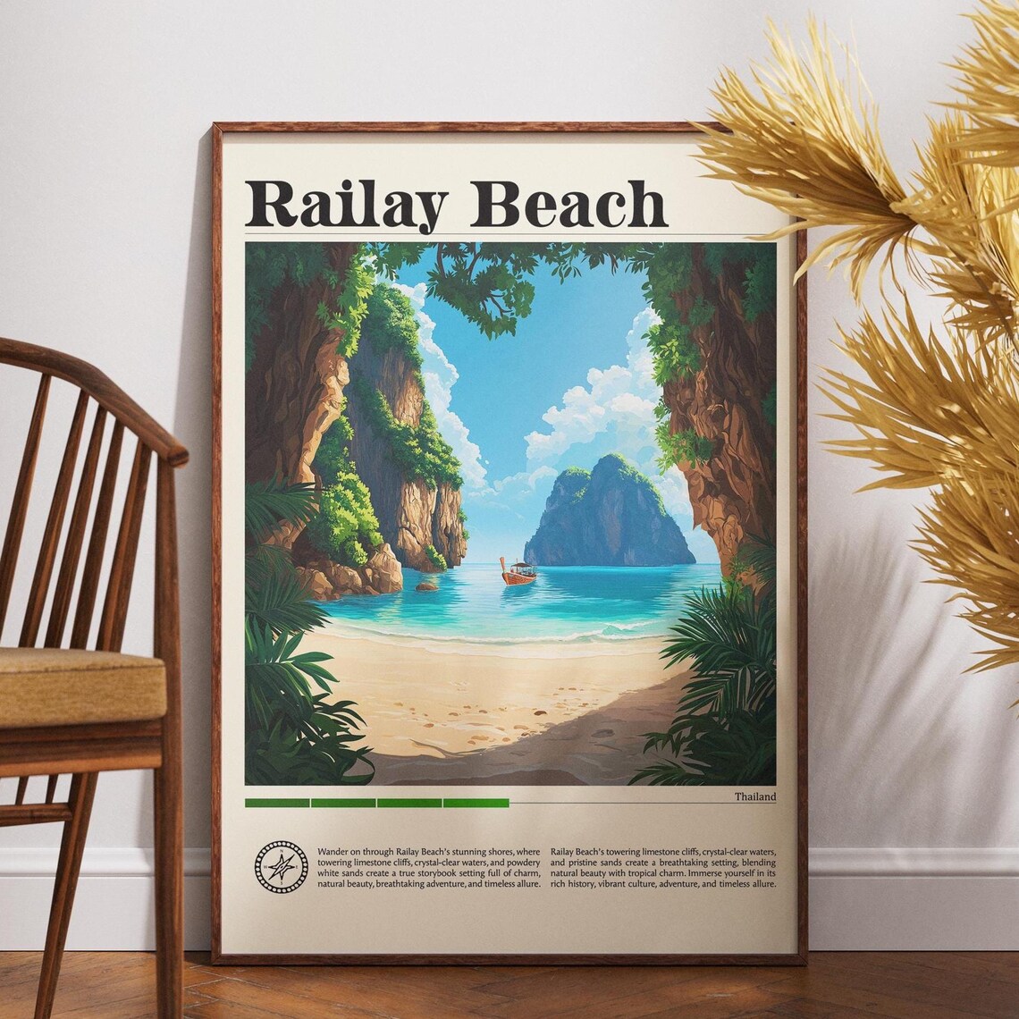 Railay Beach Travel Print Thailand Poster Wall Art Asia Thai Decor